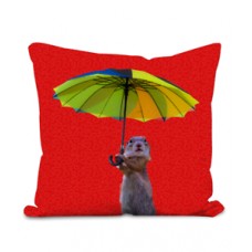 Meerkat Holding Umbrella 100% Polyester Velour Cushion - Original Artwork     202402965908